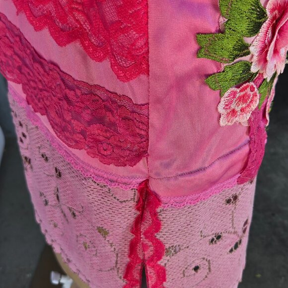 Romantic Vintage-Inspired Cherry Blossom Pink Skirt Embroidered Rose Skirt Retro - Picture 6 of 16